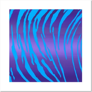 Metallic Tiger Stripes Purple Blue Posters and Art